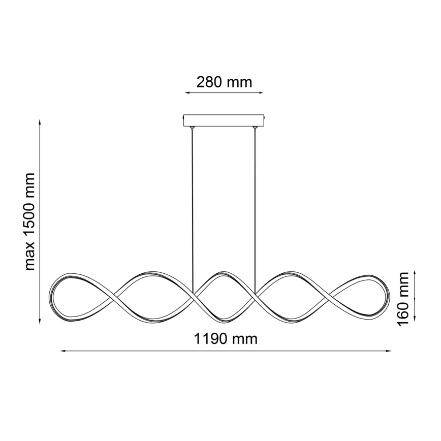 LED ljuskrona med textilsladd INFINITO LED/43W/230V svart