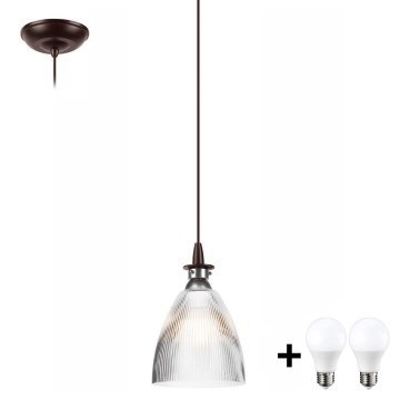 LED ljuskrona med textilsladd JODI 1xE27/60W/230V brons