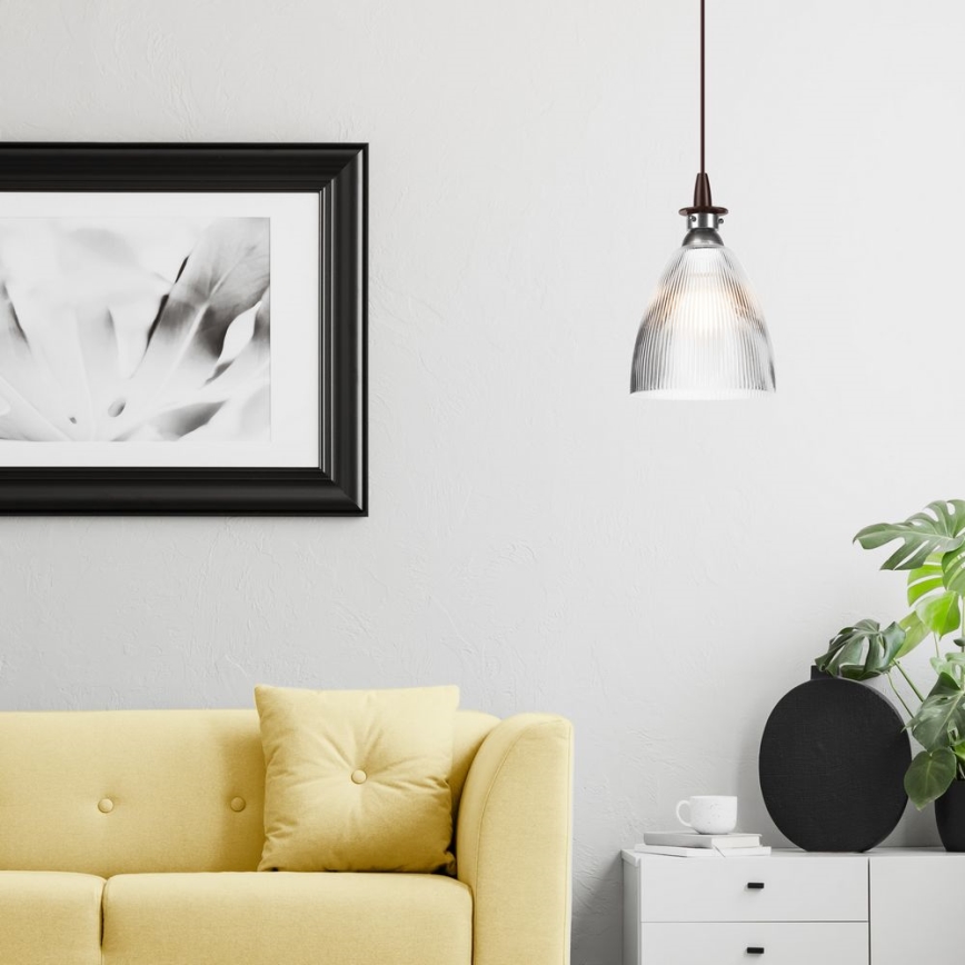 LED ljuskrona med textilsladd JODI 1xE27/60W/230V brons