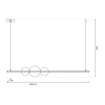 LED ljuskrona med textilsladd KUGEL LED/30W/230V svart