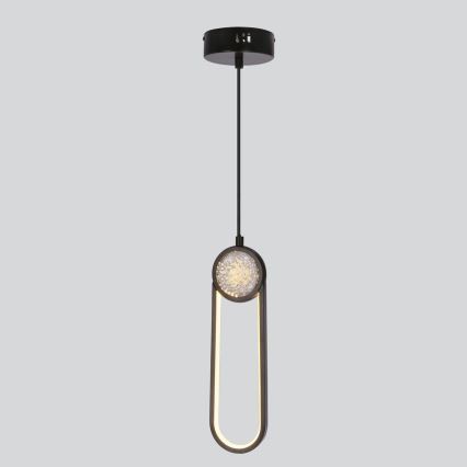LED ljuskrona med textilsladd LACRIMA LED/15W/230V 3000K svart