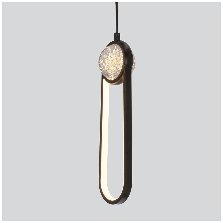 LED ljuskrona med textilsladd LACRIMA LED/15W/230V 3000K svart