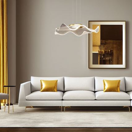 LED ljuskrona med textilsladd LARGO LED/16W/230V guld
