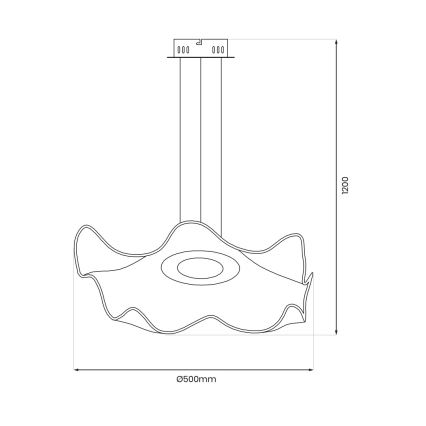 LED ljuskrona med textilsladd LARGO LED/16W/230V guld