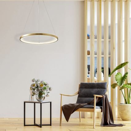 LED ljuskrona med textilsladd LEA LED/20W/230V 4000K diameter 50 cm guld