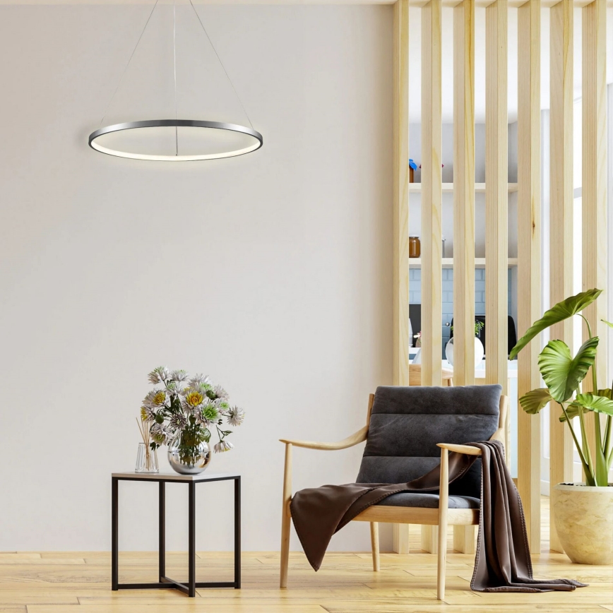 LED ljuskrona med textilsladd LEA LED/20W/230V 4000K diameter 50 cm matt krom
