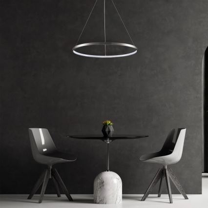 LED ljuskrona med textilsladd LEA LED/20W/230V 4000K diameter 50 cm matt krom