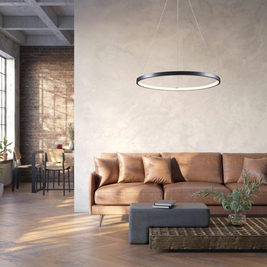 LED ljuskrona med textilsladd LEA LED/20W/230V 4000K diameter 50 cm svart