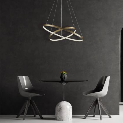 LED ljuskrona med textilsladd LEA LED/35W/230V 4000K diameter 60 cm guld