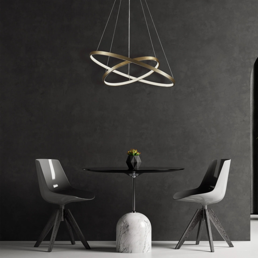 LED ljuskrona med textilsladd LEA LED/35W/230V 4000K diameter 60 cm guld