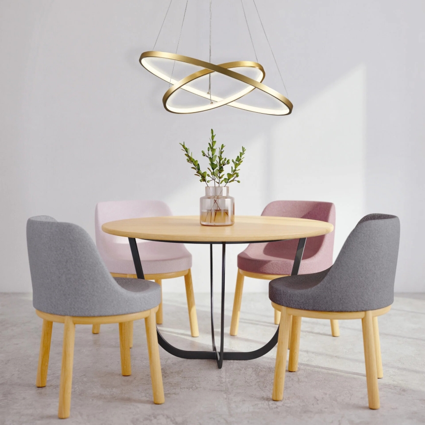 LED ljuskrona med textilsladd LEA LED/35W/230V 4000K diameter 60 cm guld