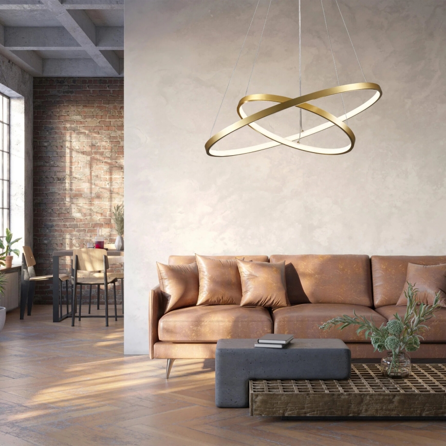 LED ljuskrona med textilsladd LEA LED/35W/230V 4000K diameter 60 cm guld