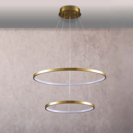 LED ljuskrona med textilsladd LEA LED/35W/230V 4000K diameter 60 cm guld