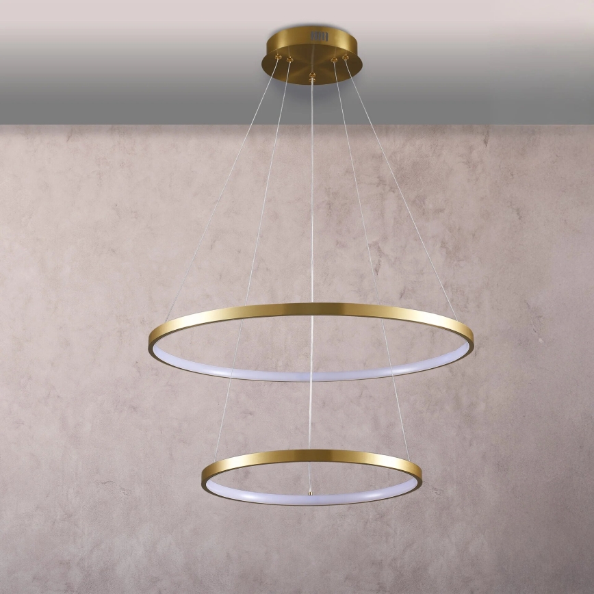 LED ljuskrona med textilsladd LEA LED/35W/230V 4000K diameter 60 cm guld