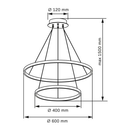 LED ljuskrona med textilsladd LEA LED/35W/230V 4000K diameter 60 cm guld