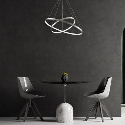 LED ljuskrona med textilsladd LEA LED/35W/230V 4000K diameter 60 cm matt krom