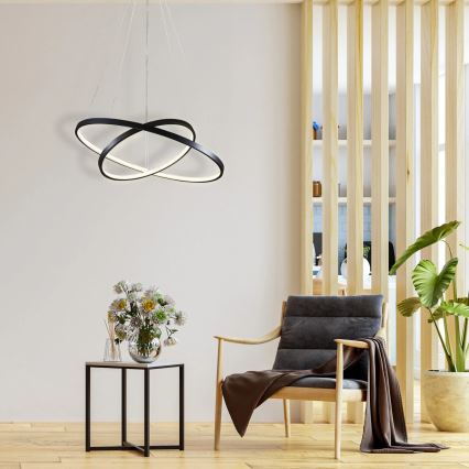 LED ljuskrona med textilsladd LEA LED/35W/230V 4000K diameter 60 cm svart