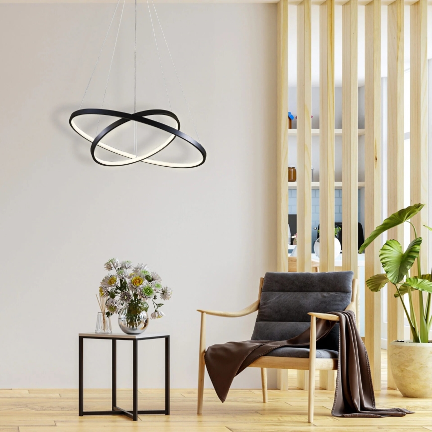 LED ljuskrona med textilsladd LEA LED/35W/230V 4000K diameter 60 cm svart
