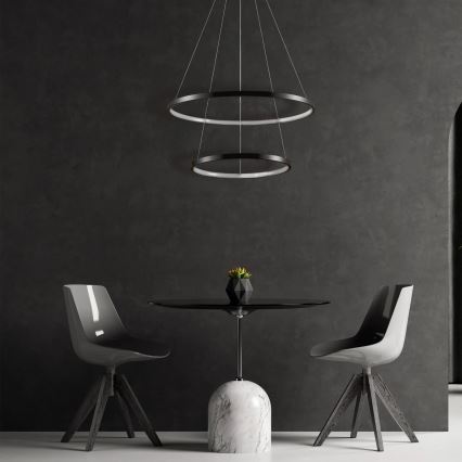 LED ljuskrona med textilsladd LEA LED/35W/230V 4000K diameter 60 cm svart