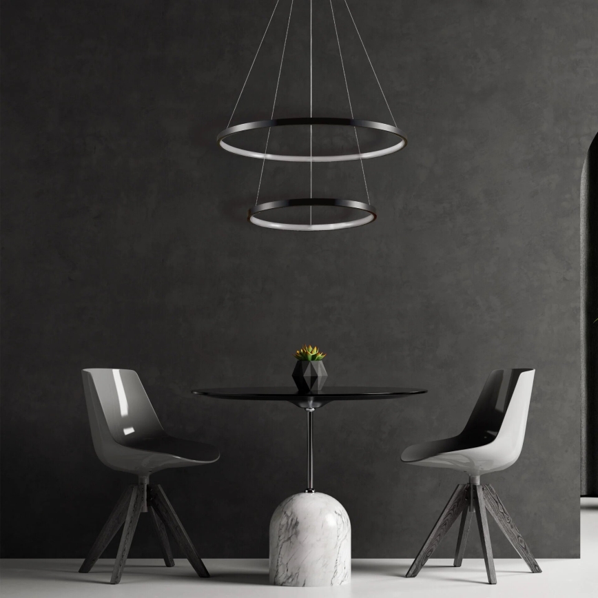 LED ljuskrona med textilsladd LEA LED/35W/230V 4000K diameter 60 cm svart