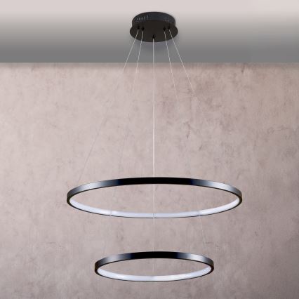 LED ljuskrona med textilsladd LEA LED/35W/230V 4000K diameter 60 cm svart