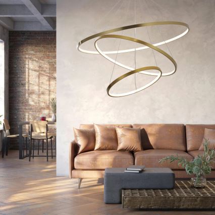 LED ljuskrona med textilsladd LEA LED/60W/230V 4000K diameter 80 cm guld