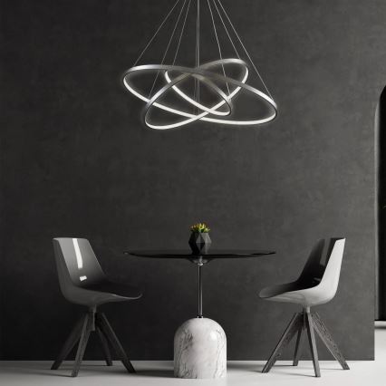 LED ljuskrona med textilsladd LEA LED/60W/230V 4000K diameter 80 cm matt krom