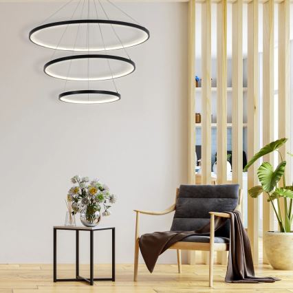 LED ljuskrona med textilsladd LEA LED/60W/230V 4000K diameter 80 cm svart