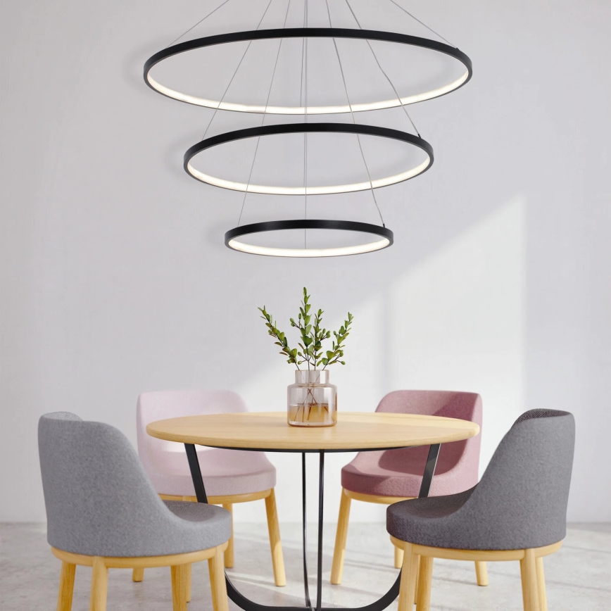 LED ljuskrona med textilsladd LEA LED/60W/230V 4000K diameter 80 cm svart