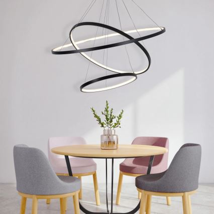 LED ljuskrona med textilsladd LEA LED/60W/230V 4000K diameter 80 cm svart