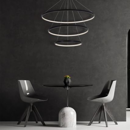LED ljuskrona med textilsladd LEA LED/60W/230V 4000K diameter 80 cm svart