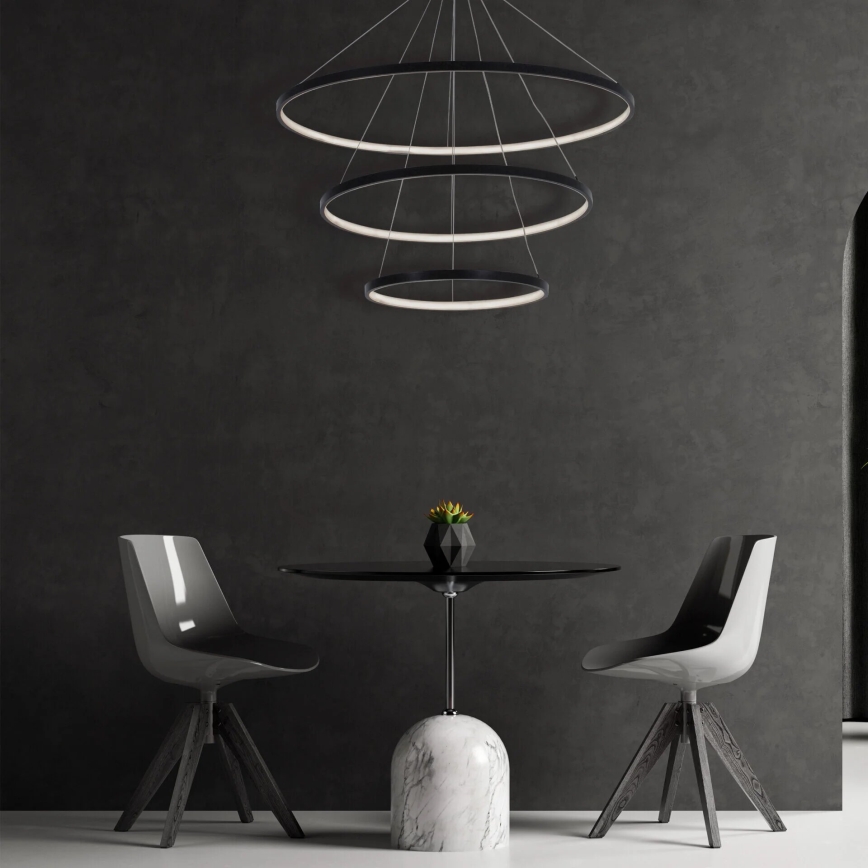 LED ljuskrona med textilsladd LEA LED/60W/230V 4000K diameter 80 cm svart