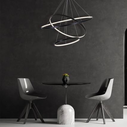 LED ljuskrona med textilsladd LEA LED/60W/230V 4000K diameter 80 cm svart