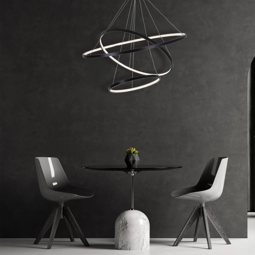 LED ljuskrona med textilsladd LEA LED/60W/230V 4000K diameter 80 cm svart