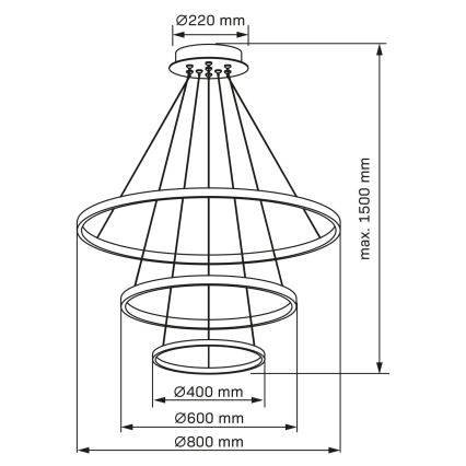 LED ljuskrona med textilsladd LEA LED/60W/230V 4000K diameter 80 cm svart