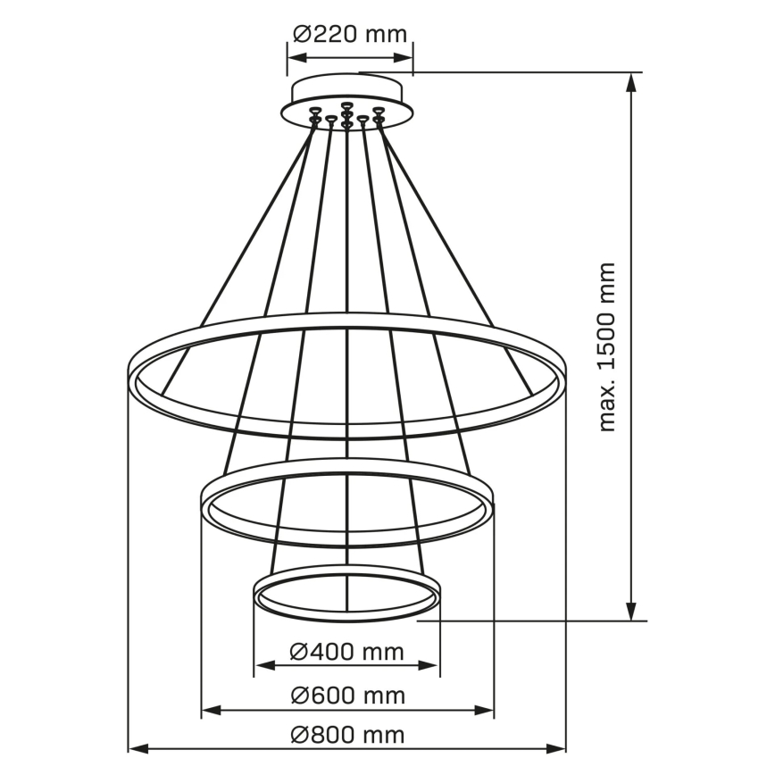 LED ljuskrona med textilsladd LEA LED/60W/230V 4000K diameter 80 cm svart