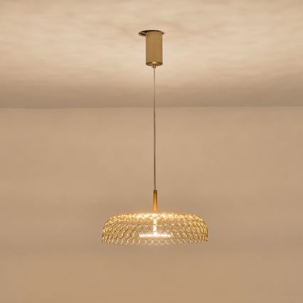 LED ljuskrona med textilsladd LED/10W/230V 3000K guld diameter 35 cm
