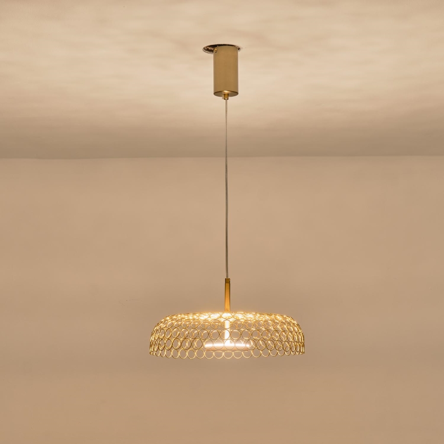LED ljuskrona med textilsladd LED/10W/230V 3000K guld diameter 35 cm
