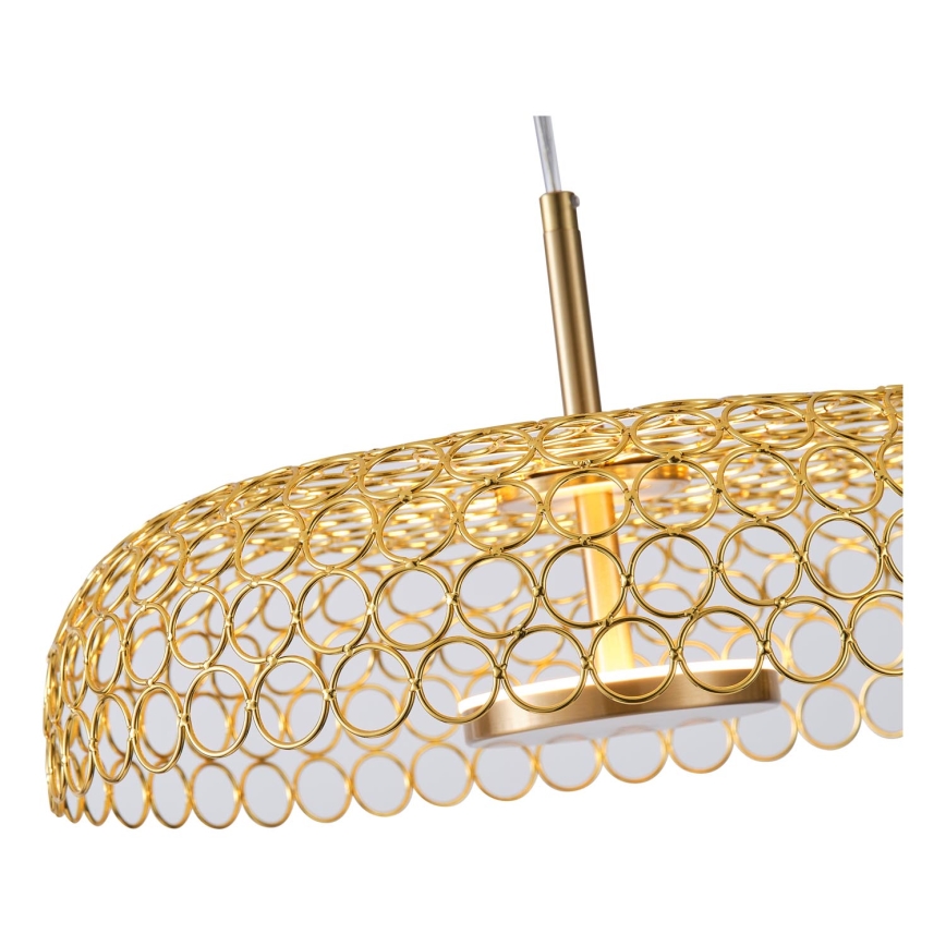 LED ljuskrona med textilsladd LED/10W/230V 3000K guld diameter 35 cm