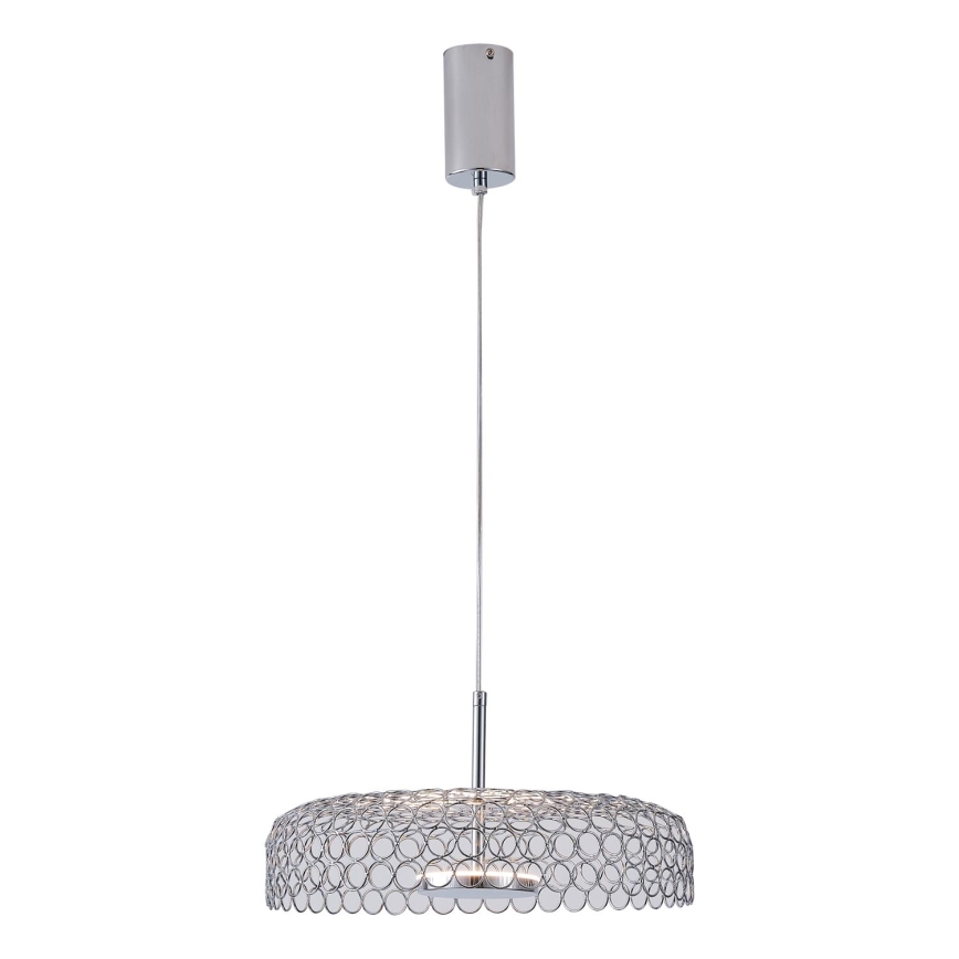 LED ljuskrona med textilsladd LED/10W/230V 3000K skinande krom diameter 35 cm