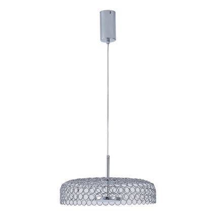 LED ljuskrona med textilsladd LED/10W/230V 3000K skinande krom diameter 35 cm