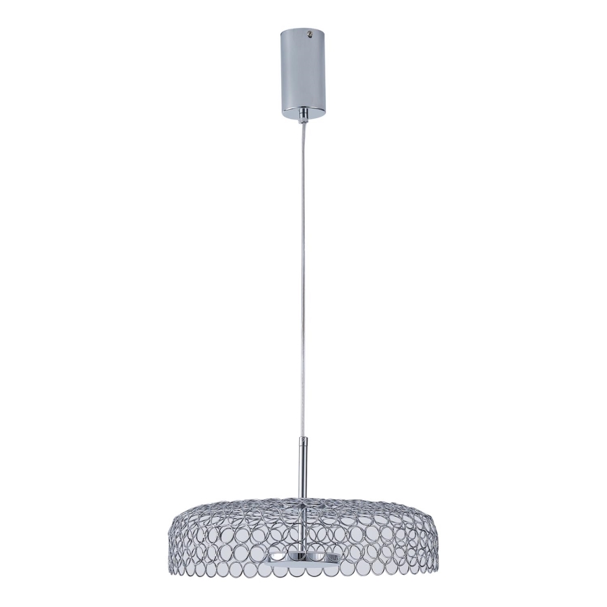LED ljuskrona med textilsladd LED/10W/230V 3000K skinande krom diameter 35 cm