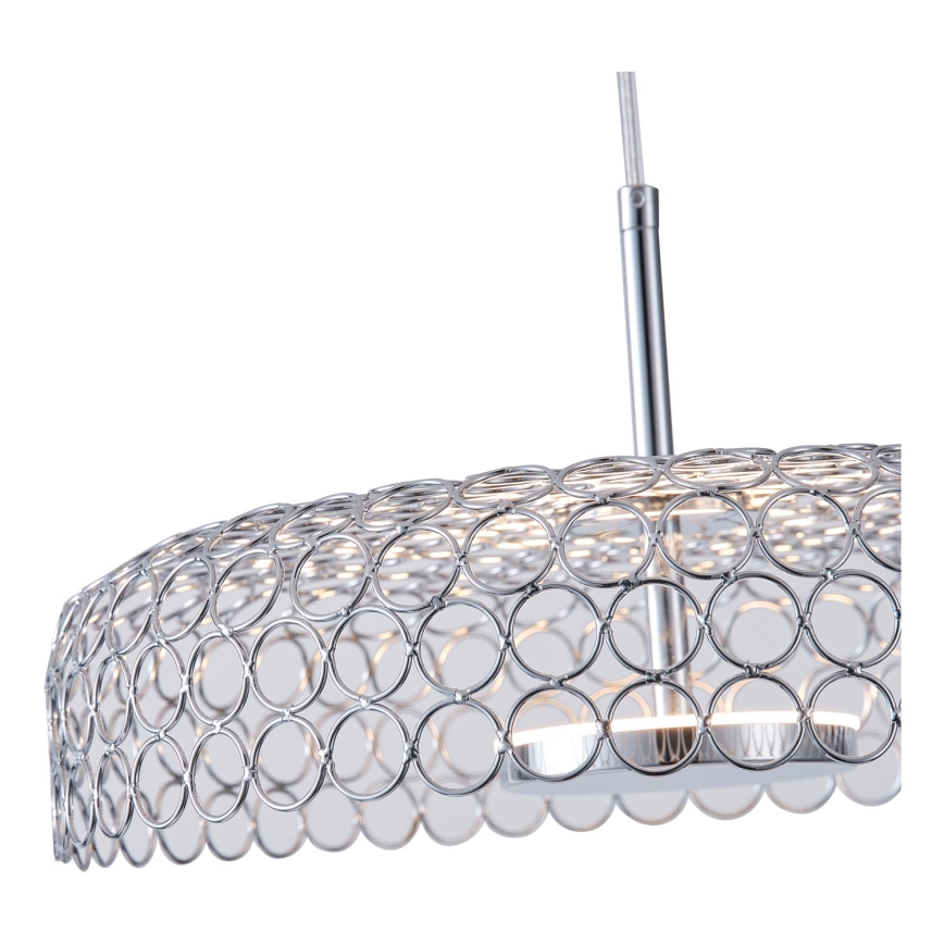 LED ljuskrona med textilsladd LED/10W/230V 3000K skinande krom diameter 35 cm