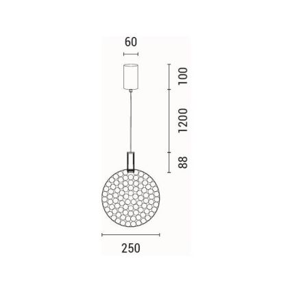 LED ljuskrona med textilsladd LED/10W/230V 3000K skinande krom diameter 35 cm