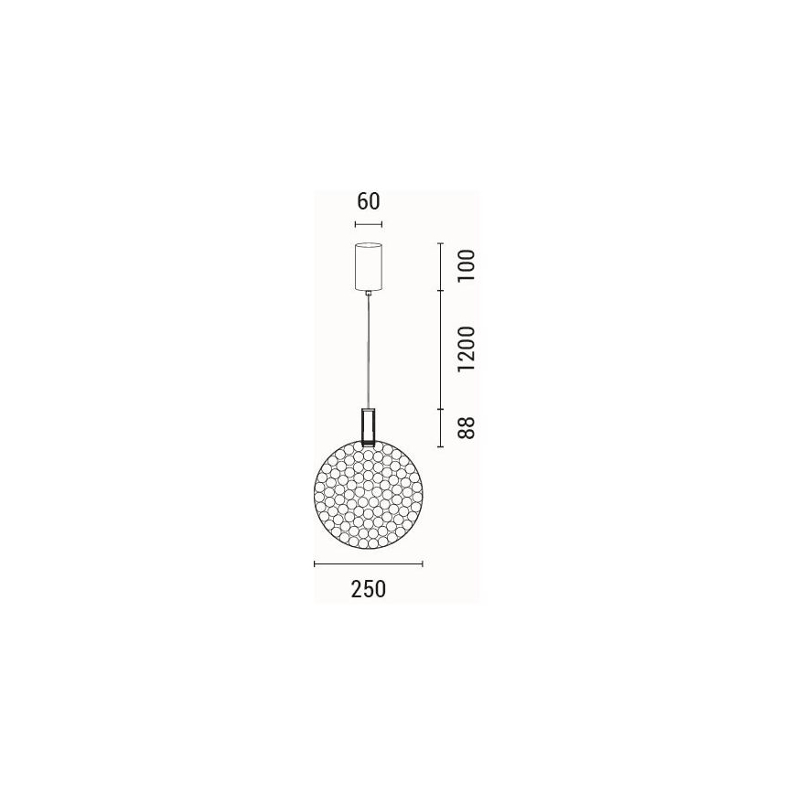 LED ljuskrona med textilsladd LED/10W/230V 3000K skinande krom diameter 35 cm