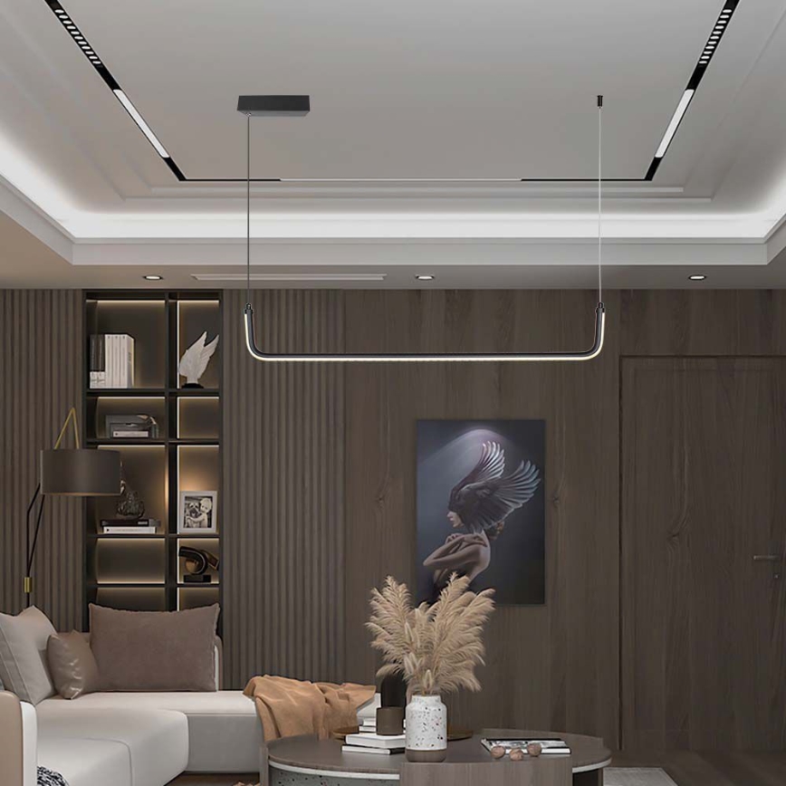 LED ljuskrona med textilsladd LED/12W/230V 4000K 90 cm svart