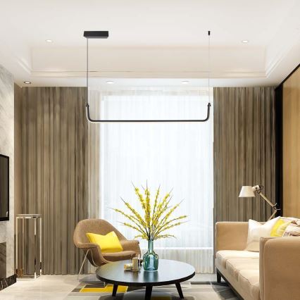 LED ljuskrona med textilsladd LED/12W/230V 4000K 90 cm svart