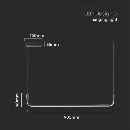 LED ljuskrona med textilsladd LED/12W/230V 4000K 90 cm svart