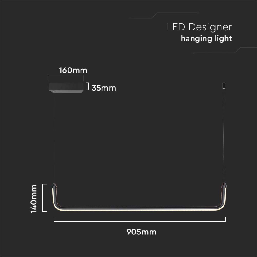 LED ljuskrona med textilsladd LED/12W/230V 4000K 90 cm svart