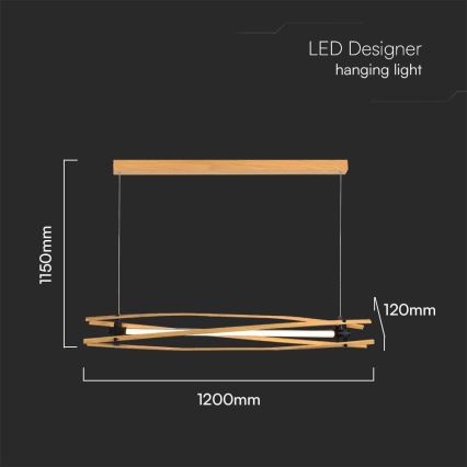 LED ljuskrona med textilsladd LED/15W/230V 3000K brun
